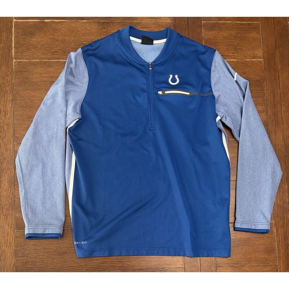 Men’s Indianapolis Colts Nike Dri Fit Size Large 1/4 Zip Blue Jacket Pullover